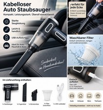 Akku Handstaubsauger Auto kabellos USB | Fugend&uuml;se B&uuml;rste | kompakt | NEU