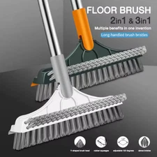 brush floor scrub handle long cleaning crevice bathroom stiff 2-in-1 bristle rot
