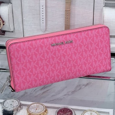 MICHAEL KORS JET SET TRAVEL LG CONTINENTAL WALLET WRISTLET MK LOGO