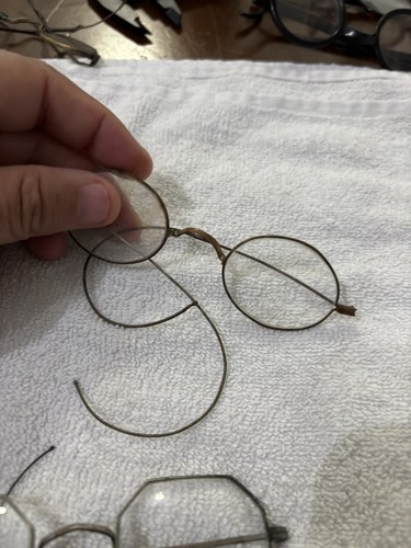 3 pair Antique Early Eyeglasses Oval Lens Civil War era wire frame Reenactors - Picture 3 of 7