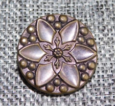 Antique Vtg Picture Button  Flower  Aprx: 1" #032-C