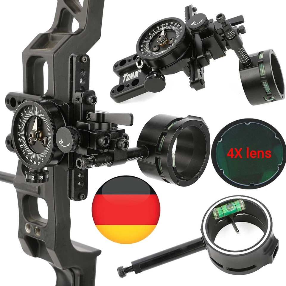 HNZMDY 1Pin Compoundbogen Visier 4x 6x 8x Linse Einstellbare Adapter Bogenschießen Jagd