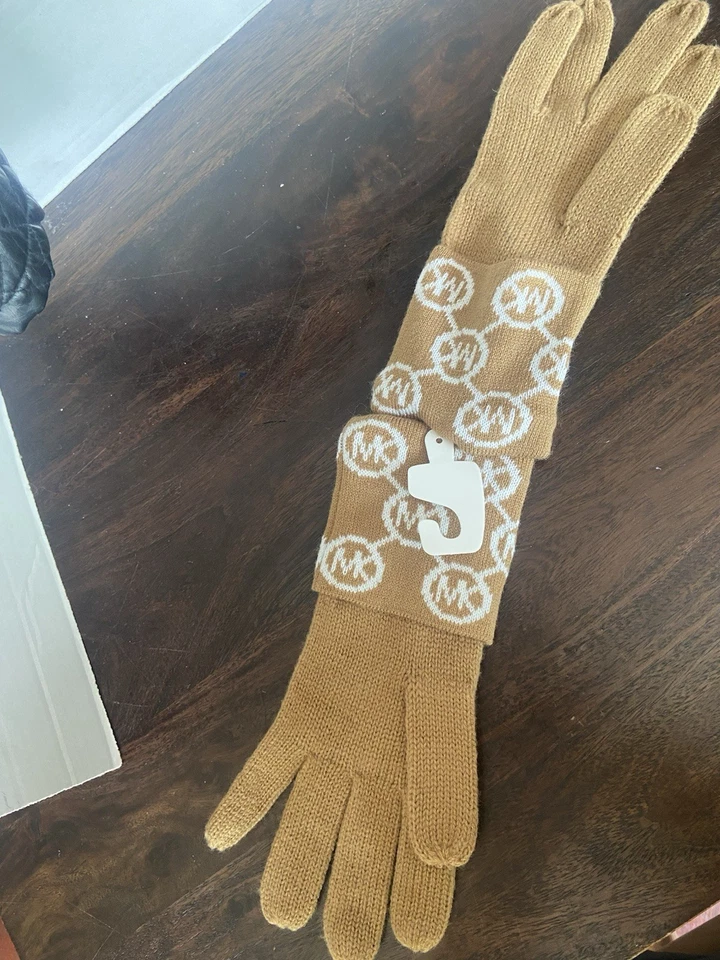 Mitones para mujer Michael Kors color camel oscuro crema marrón claro talla única nuevos con etiquetas Foto 4 de 4
