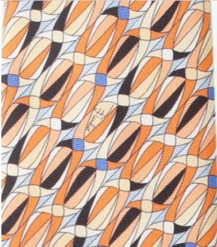 NUOVA cravatta collo Emilio Pucci seta righe ovali colorata arancione blu moderna classica - Foto 6 di 8