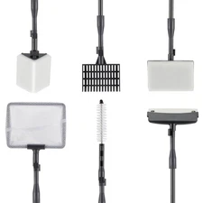 hygger Carbon Fiber 6 in1 Aquarium Cleaning Tool Kit Glass Fish Tank Brush Clear