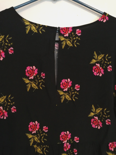 Old Navy Womens Dress L Knee Length Floral Black Pink Green 3/4 Sleeve Office - Picture 5 of 5