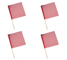 (4 Pack) 18" x 18" Red Jersey Mesh Safety Flags for Trucks with Dowel