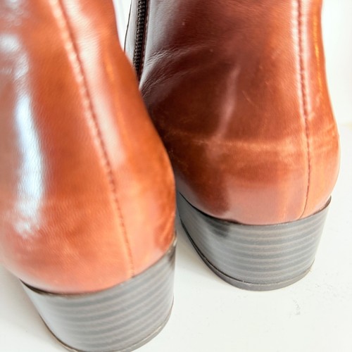 Spring Step Womens Boot Size 8 Ankle Bootie Cognac Brown Leather Side Notch - Picture 13 of 19