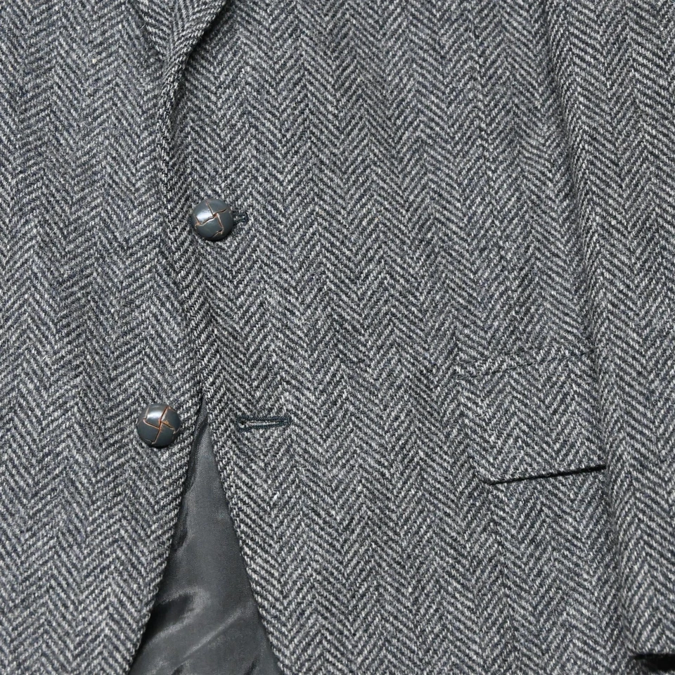 De Colección Hecho en EE. UU. 44L Gris Espiga Tweed Lana Hombres Blazer Traje Chaqueta Abrigo Deportivo Foto 3 de 4