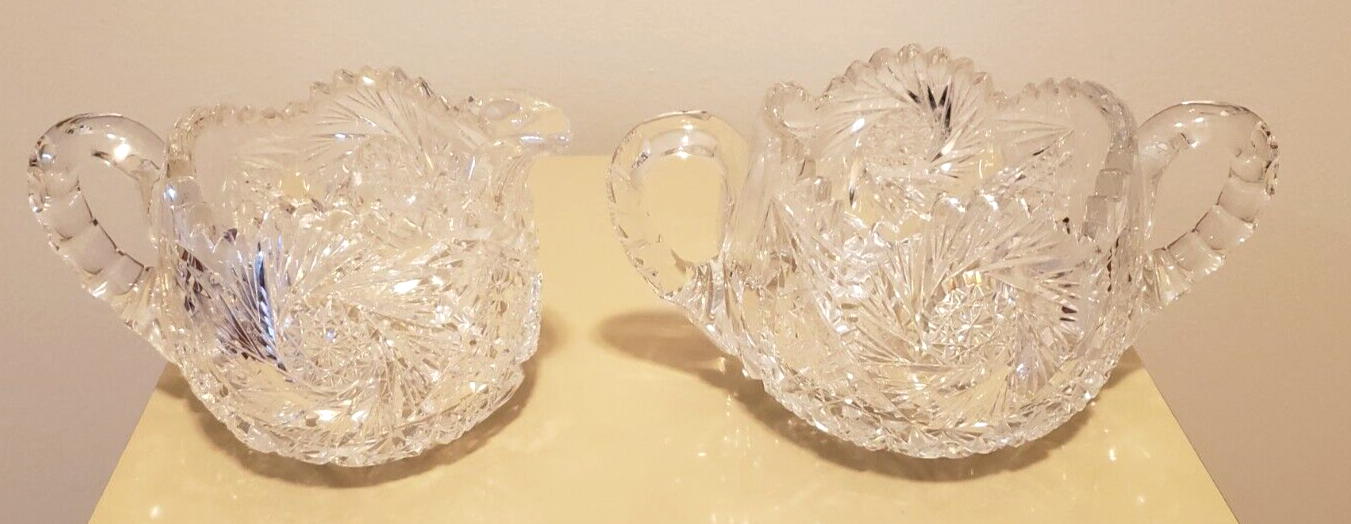 Vintage Waterford Crystal Sugar Bowl & Creamer Starburst Pattern