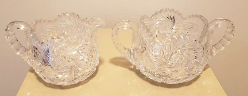 Vintage Waterford Crystal Sugar Bowl & Creamer Starburst Pattern