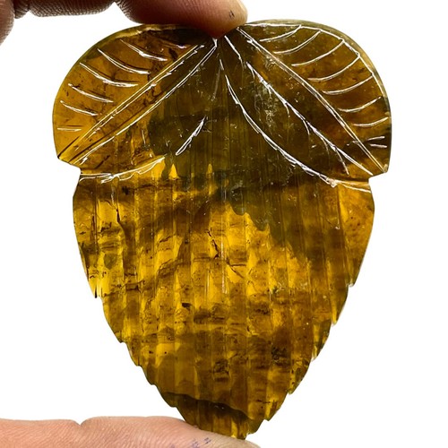 176.75 Cts IGLI Certified Natural Carved Tourmaline Leaf Bi Color Loose Gemstone - Picture 11 of 17