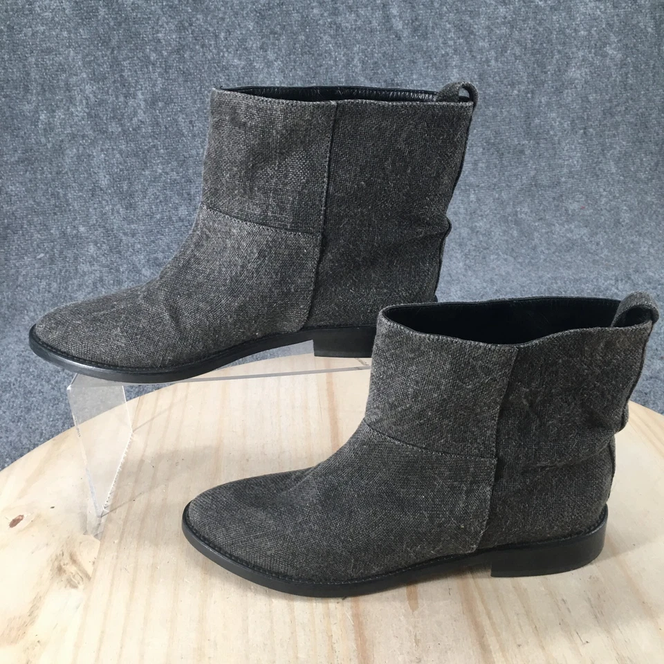 Theyskens Theory Botas Mujer 37.5 Tirar de Tirar Informal Botín Tela Gris Italia Foto 2 de 4