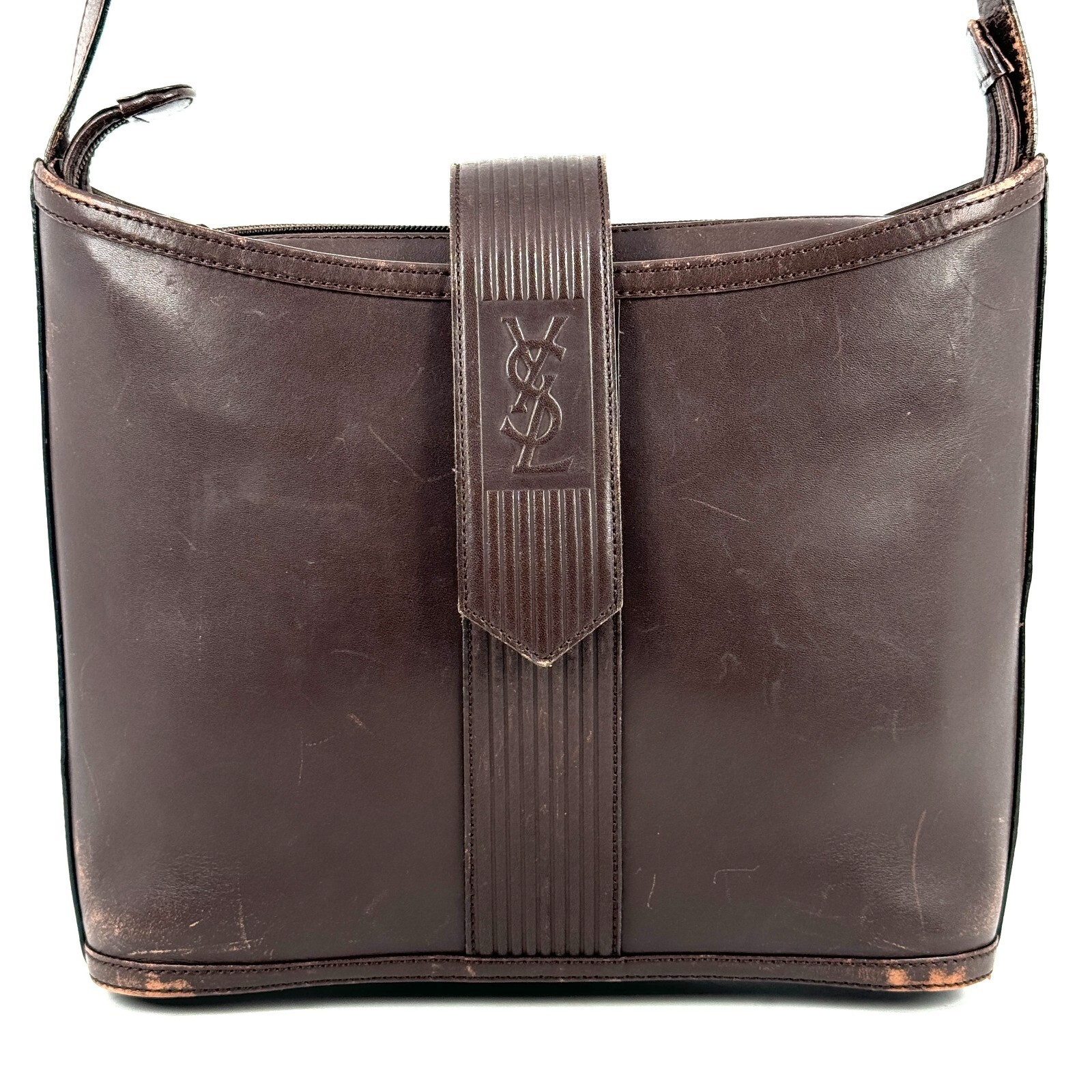Borsa a tracolla Yves Saint Laurent pelle marrone vintage autentica dal Giappone 0373