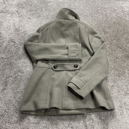 H&M Pea Coat Womens 12 Gray Double Breasted Soft Pockets Ladies Button Jacket - Picture 10 of 10