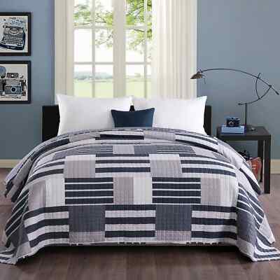 Bunte reversible Patchwork-Steppdecke, gepolsterte Bettdecke für Doppelbett