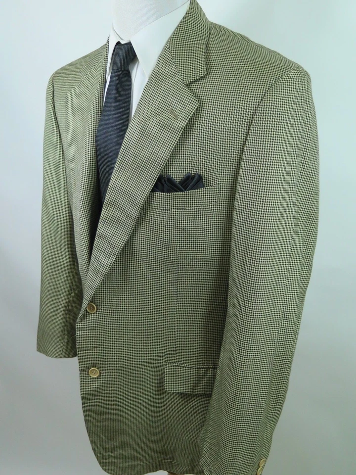 Chaqueta Blazer Abrigo Deportivo Canali Lana Seda Negro Beige Pata de Gallo 44/46 L Foto 3 de 4