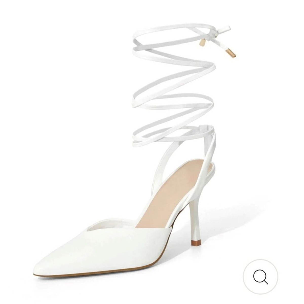 Mysoft Women's Pointed Toe Ankle Strap Pumps - Low Stiletto Heel (3") Wedding Party Dress Sandals In White