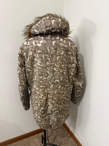 Men's Diesel Camouflage Parka fur trim winter jacket coat military size Large - Picture 2 of 9