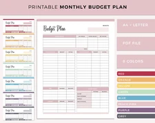 Printable Monthly Budget Planner, Budget Template, Finance Planner, Budget Plan