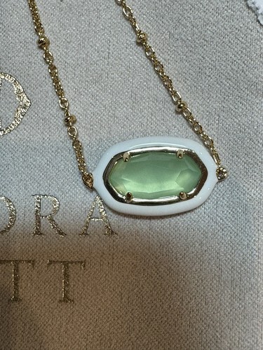 Authentic Kendra Scott Color Bar Elaina Gold Enameled Bracelet - Green Stone - Picture 2 of 6