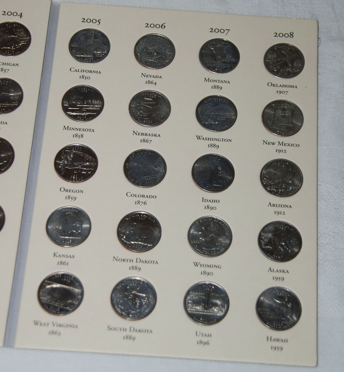 1999-2008 Complete U.S. Fifty State Quarters Coin Set w/ Littleton