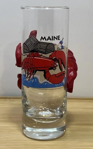 Rare Shot Glass Maine Red Lobster 3D Wrapped Sea Life Nautical Ocean See Photos - Picture 2 of 21