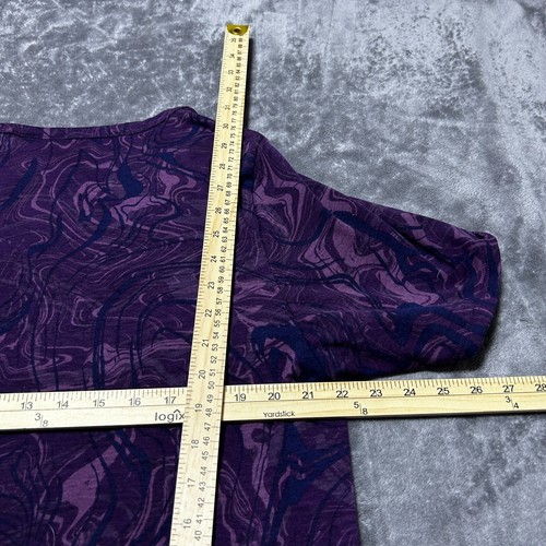 LuLaRoe Women's Purple Marbled V-Neck Top Size Large Stretchy Polyester Blend - 第 5/7 張圖片