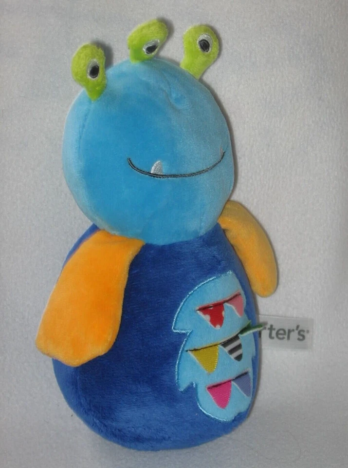 Carters Blue Alien Monster 3 Ojos Peluche Bebé Lovey Chime 63203 Foto 3 de 4