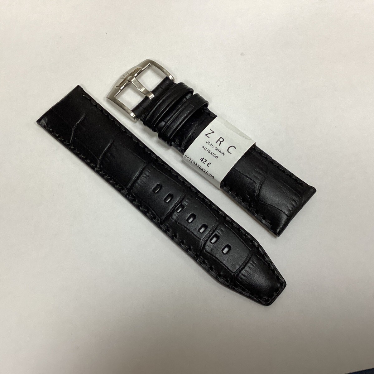 ZRC Bracelet de Montre 24MM veau fait main noir grain alligator