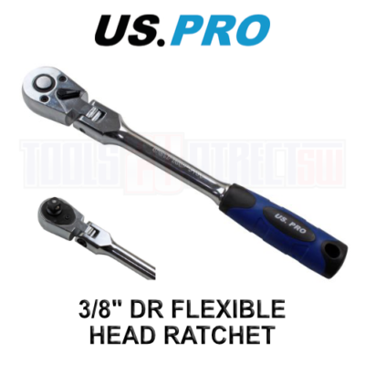 US PRO Tools Ratschen-Steckschlüssel – 250 Mm, 3/8" Antrieb, Flexibler Kopf, Mit Schnellentriegelung