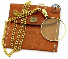 brass locket magnifier key chain magnifying glass with leather box gift