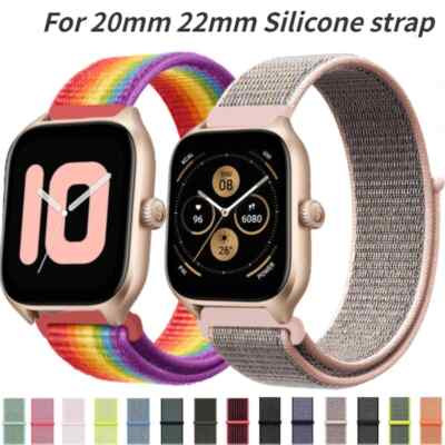 20/22mm Nylon Loop Band For Amazfit GTS 4 Mini/GTR4/Bip/Stratos Bracelet Strap