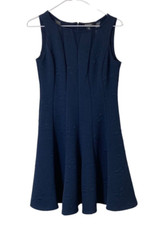 roz & Ali Womens Dress 4 Petite Sleeveless Navy Blue Classic Career To Evening