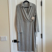 Moon Maven Dress Gray Long Sleeve Wrap Top XL Soft Boho Cottage Chic City NWT