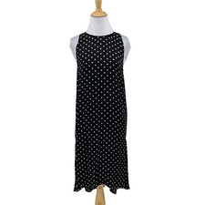 Theory Dress Women 6 Black White Silk Adlerdale Haze Dot High Low Keyhole