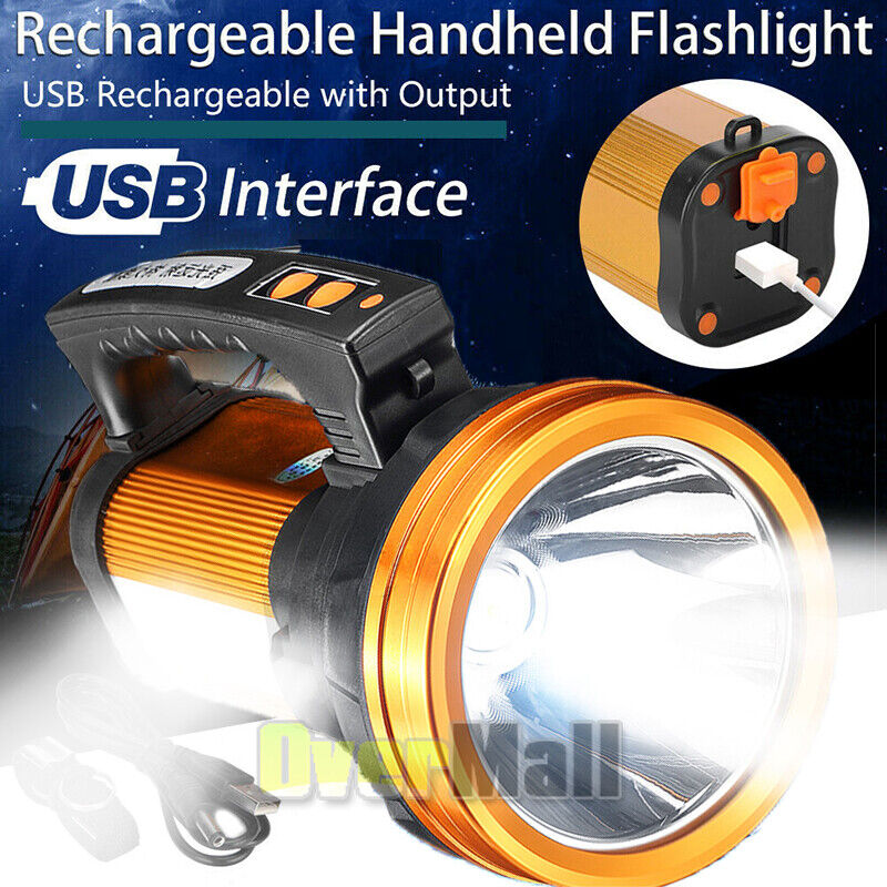 300000LM LED Searchlight Hand Lamp Torch Work Light USB Rechargeable Spotlight
