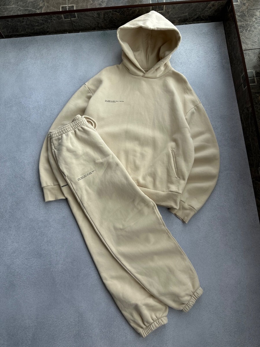 Pangaia Woman Fleece Beige Recycled Cotton Heavy Tracksuit UK