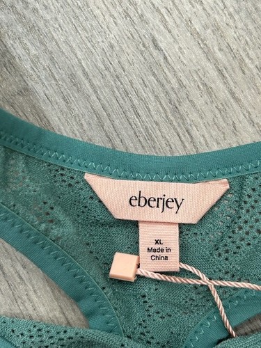 Eberjey Womens Soft Stretch Thong Panty Mid Rise Elastic Trim Agave Size XL NWT - Picture 6 of 11
