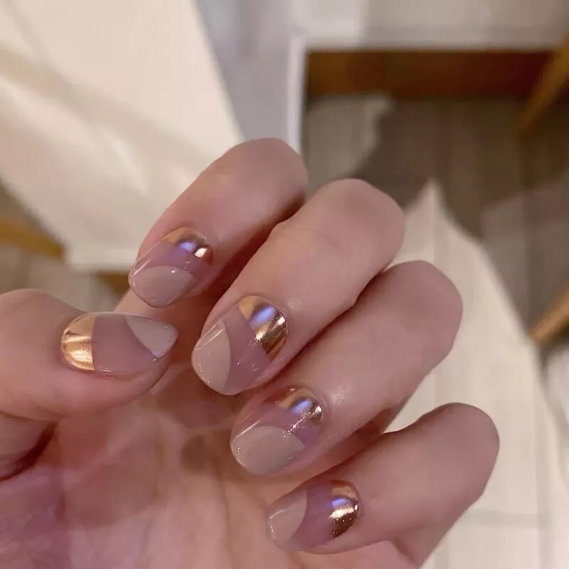 Gold Tips Fake Nails Half French Long Square Acrylic Nail Tips