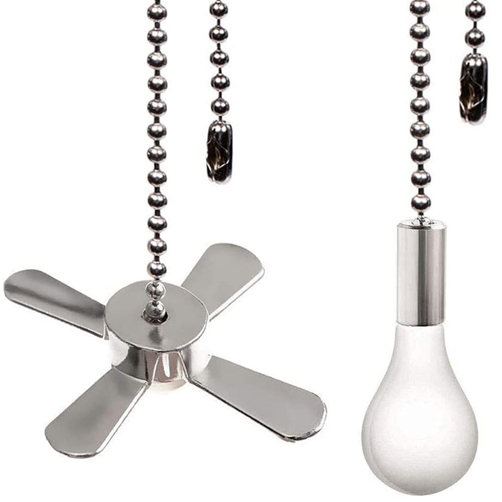 Decorative ceiling fan pull chain extenders with light bulb ornaments-image