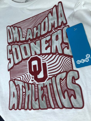 NWT $20 new OU OKLAHOMA SOONERS Athletics white T SHIRT Boys Youth L Large 14-16 - Picture 2 of 9