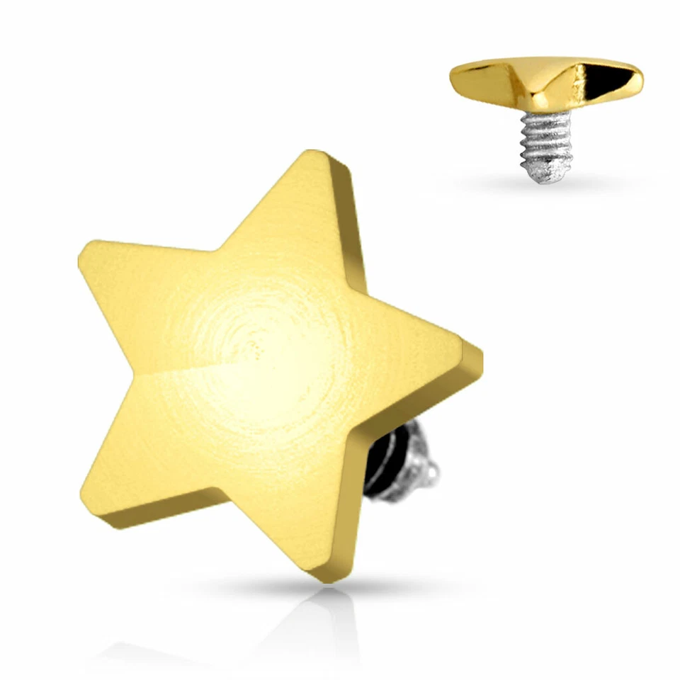 Tapa de anclaje micro dérmico de acero quirúrgico IP estrella plana de 4 mm 14 g 4 mm Foto 2 de 4