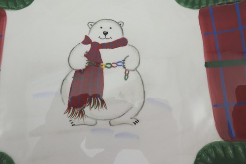 Pfaltzgraff Polar Bears Square SALAD DESSART PLATES Set 2 Stonewear Christmas s - Picture 7 of 10