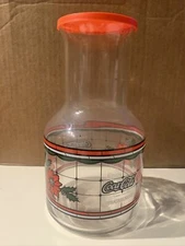 Coca Cola  Coke WHATABURGER 48oz Glass CARAFE  Poinsettias Collectable