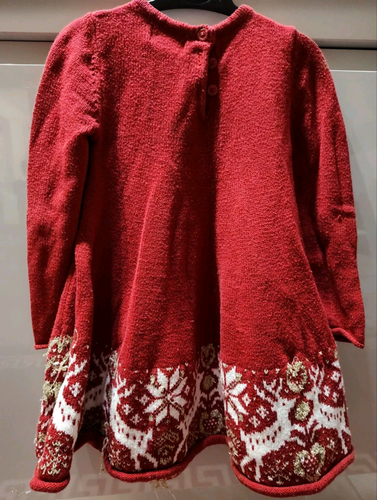 Heirlooms by Polly Flinders Red Dress for Girls Christmas Reindeer Print 2Years - Picture 3 of 7