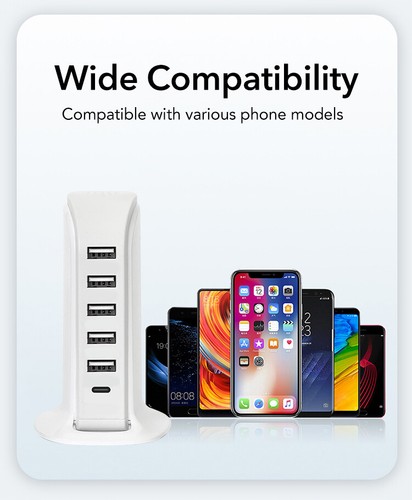 20-440W USB-A USB-C Charging Station Desktop Charger Rapid Tower Power Adapter - Picture 4 of 62