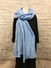 Moonshine F. XXL Ajour Schal Stola Tuch Häkel 210cm x 110cm NEU Strickschal blau