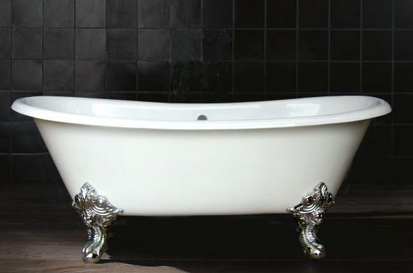 71-inch Double Slipper Cast Iron Bathtub with Imperial Feet