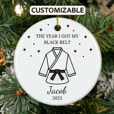 Karate Ornament, Custom Martial Art Gift, Taekwondo Ornament, Black Belt Sports